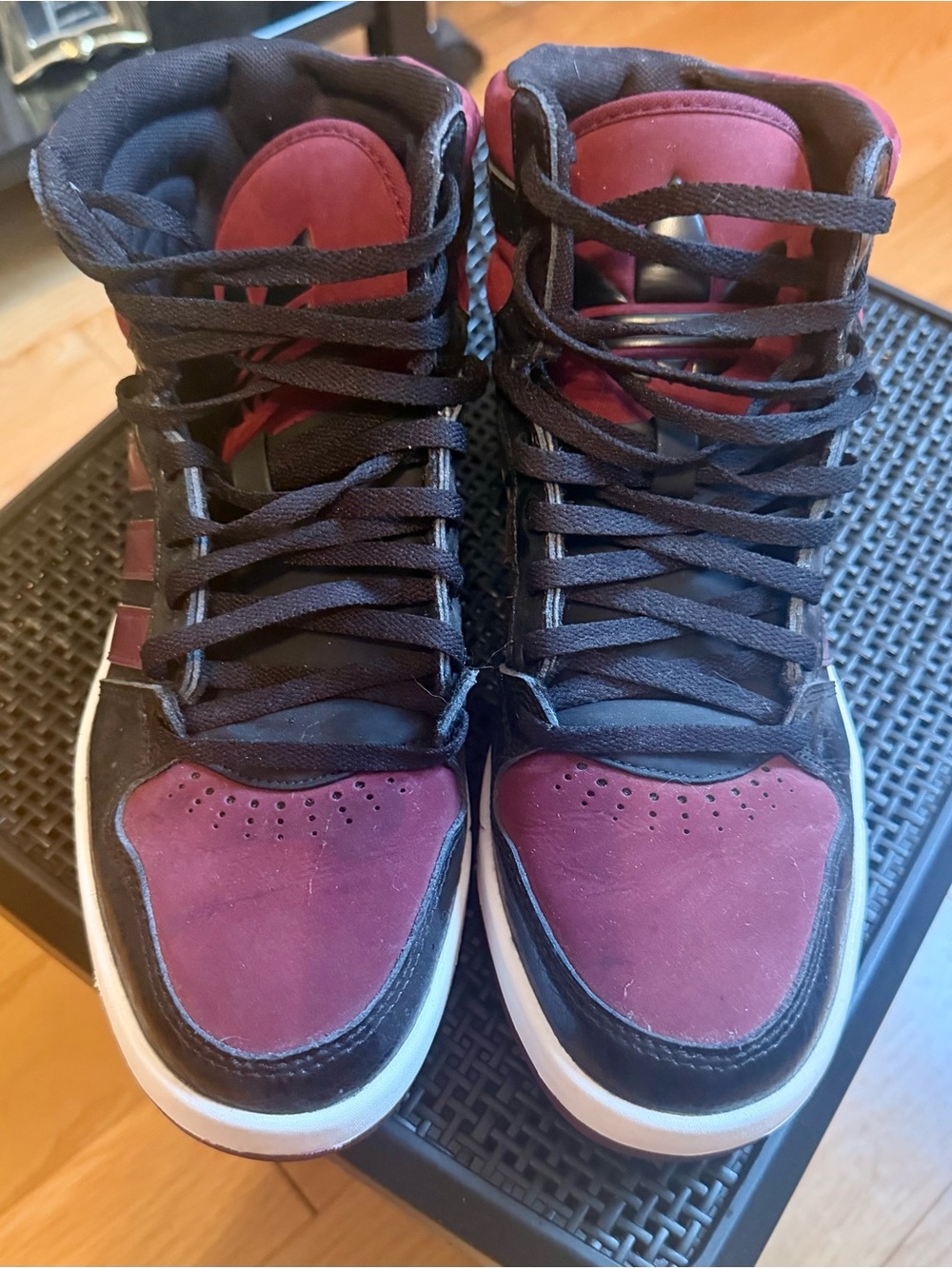 Adidas High Top Running Shoes (Burgundy /Black)
